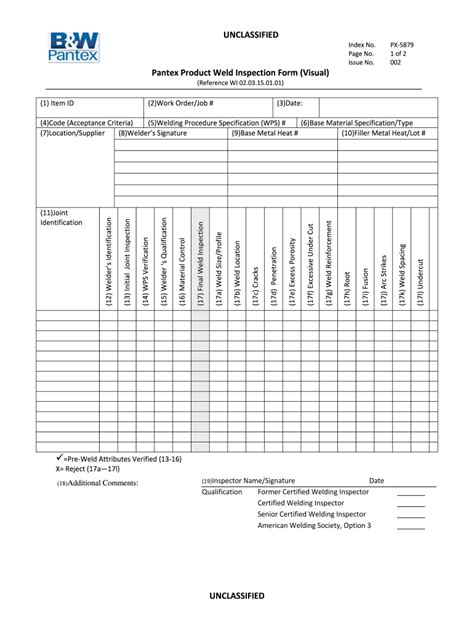 visual welding inspection report template